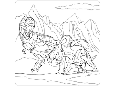 Line Art for Mobile App "Dinosaurs" colo coloring app coloring book dinosaurs illustration line art vector