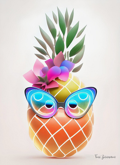 Digital Version - Sassy Pineapple w/ Sunglasses 1 art branding design designer graphic design illustration logo