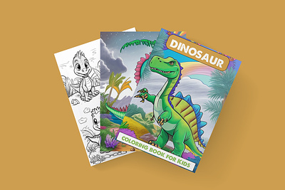 Dinosaur coloring page book cover for Kids amazon coloing dinosaur kdp page toys visit