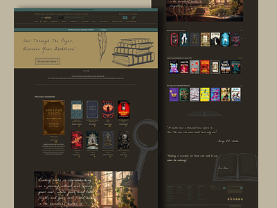 BookVerse - Online Bookstore Web Design (Vintage style) books bookstore dailyui dailyui003 dailyuichallenge design illustration retro typography ui ux vintage website