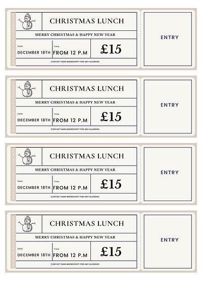 Ticket/Entrance Pass Christmas Lunch branding business graphic design logo pass ticket