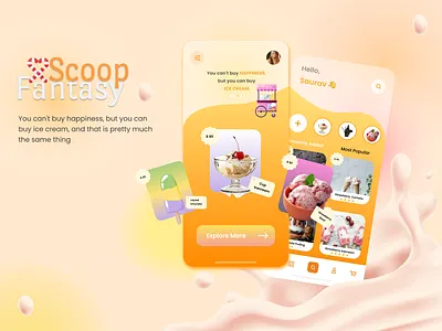 Scoop Fantasy Mobile App falvours ice cream ice cream design ice cream mobile app ice cream mobile app design ice cream shop ice creams logo scoop scoop fantasy ui ui design user friendly app