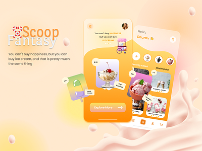 Scoop Fantasy Mobile App falvours ice cream ice cream design ice cream mobile app ice cream mobile app design ice cream shop ice creams logo scoop scoop fantasy ui ui design user friendly app