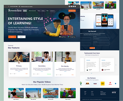 Learning Management System for Kids e learning education figma landing page learning online education online learning web design