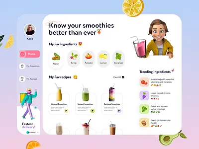 Smoothies Dashboard 3d 3d vectors blending blending dashboard creative designs dashboard interactive designs know your smoothies smoothies smoothies dashboard ui uiux webpage