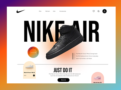 Nike Header Redesign branding design e commerce figma nike online shopping product design ui uiux web design