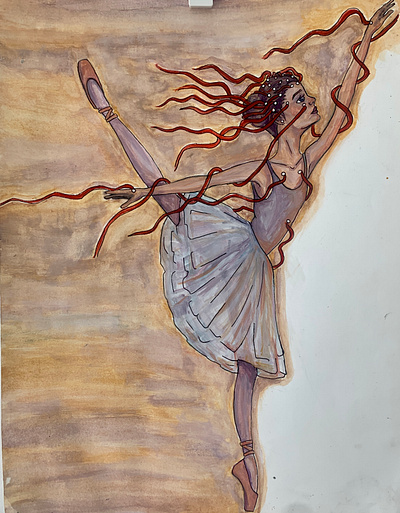 In the Brain of a Ballerina drawing gouache illustration paint pencil typography visual art