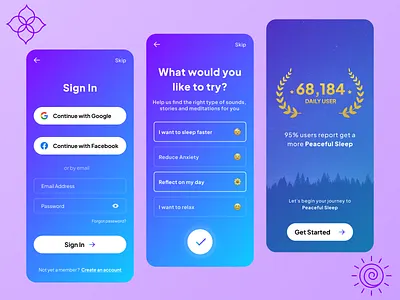 Calm Sleep - Meditation App Design application calm sleep download figma free download free apps figma free files download meditate meditation meditation app mobile mobile app design sleep sleep app yoga yoga app