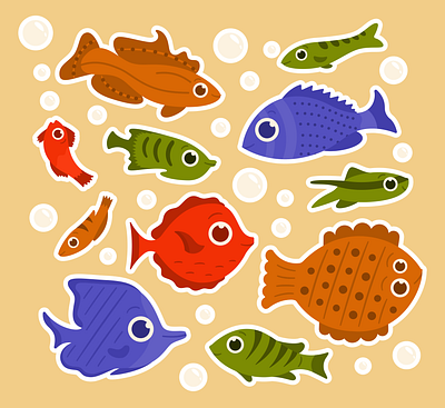 🐠 Collection of fish stickers 🐠 cartoon sticker