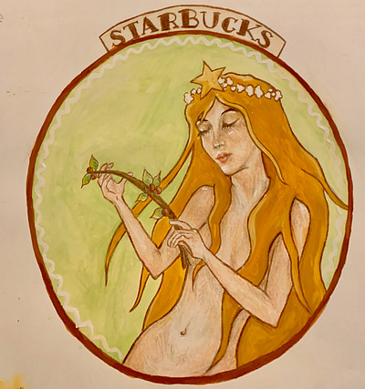 Art Nouveau Starbucks art nouveau branding design drawing graphic design illustration logo mucha pencil crayon typography visual art