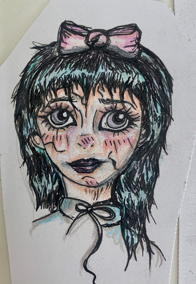 Broken Doll art drawing illustration marker mixed media pen sketch sketchbook visual art