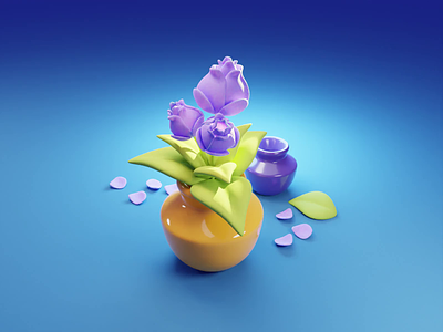 Flowers Tutorial 3d blender design diorama flowers illustration isometric render tutorial