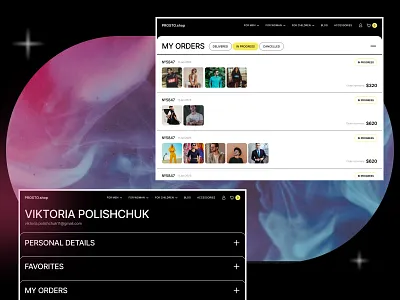 Profile page | Website design for Online clothing store account animation concept design e commerce minimal mobileapps onlinestore orders poland profile ui uidesign uiux uiuxdesigner ukraine warsaw web website