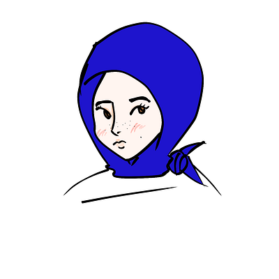 Shy hijab wearing girl animation branding graphic design illustration logo vector