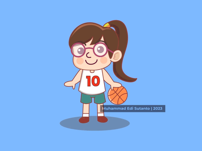 Girl Play Basketball Cartoon Animation | Lottie Animation 2d animated gifs animation basketball cartoon character graphic design illustration json lottie lottie animation motion graphics perfect loop sport