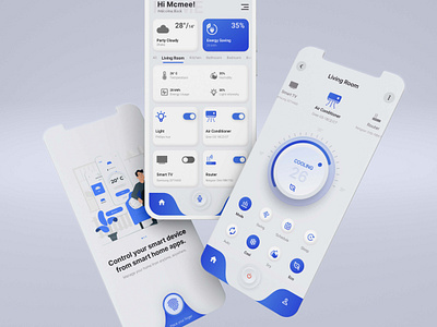 Smart Home Management Mobile Apps UI UX Design agency website app apps blue dark design home icon interactions management minimal modern saas design saas product smart smart home ui uiux ux web design