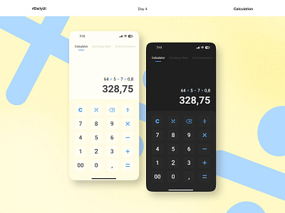 #DailyUI - Calculation | 004 calculator challenge dailyui dark design graphic design light ui ui ux ux