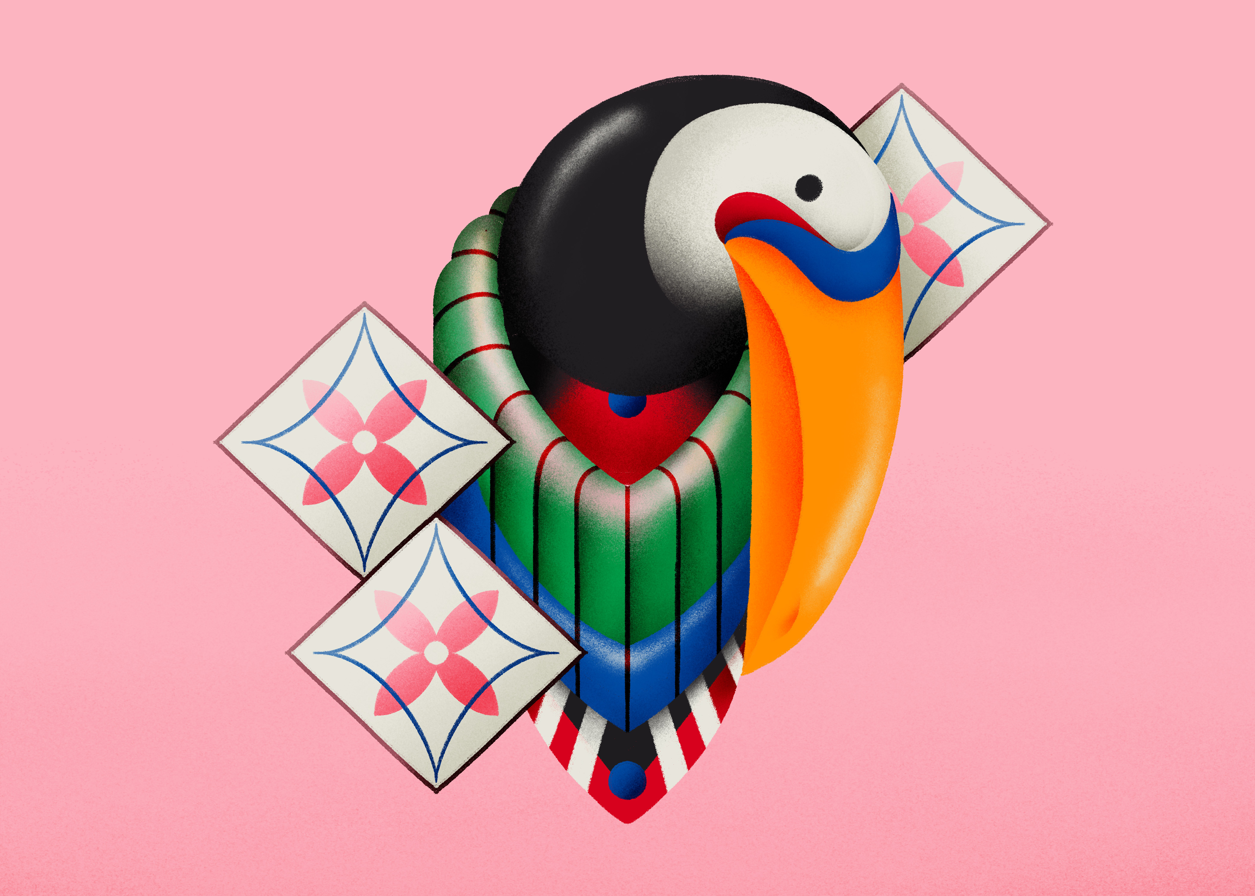 toucan bird brazil bright color colorful illustration pattern tropical