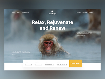 Loopa Spa banner ui design design figma monkey resort spa ui uiux ux web design website