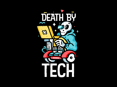 Death By Tech back to the future death future grim reaper hoodie hover board illustration laptop mac pc procreate skeleton skull skulls tech technology