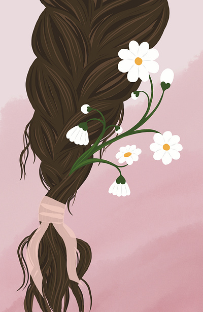 Daisies in a braid design digitalart digitalillustration illustration