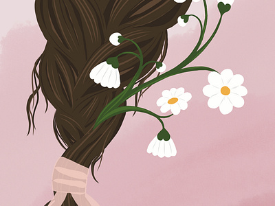 Daisies in a braid design digitalart digitalillustration illustration