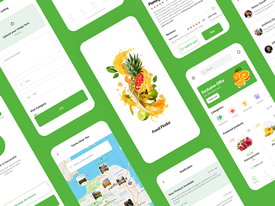 Food Finder App app design figma graphic design mobile typography ui ux