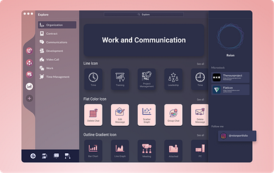 Work and Communication Icon set communication design icon illustration ui vector work