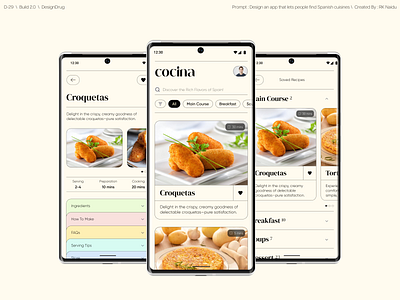 Spanish Cuisines / Recipe Finder - App Concept app design cuisine food recipe spanish ui ui design ux