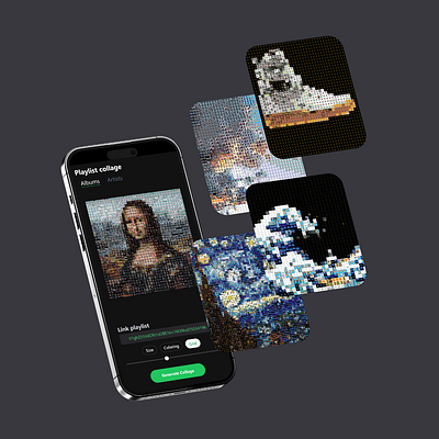 Playlist collage app collage design figma generation moblie music pixel playlist spotify ui web website wrapped