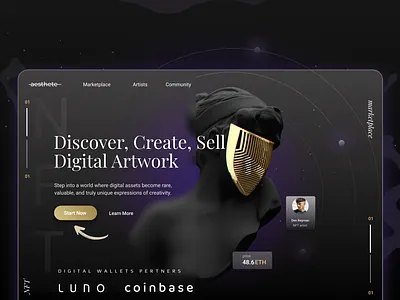 NFT Marketplace Hero Section Concept desktop design hero section landing page nft marketplace