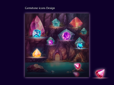 Game Icons Design diamonds fantasy fantasy games game design game icons design game ui gemstones glass glassy graphic design icons ui design