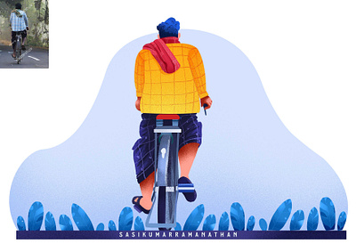 Farmer with cycle character design cycle farmer with cycle illustration trending illustration uiux design village man