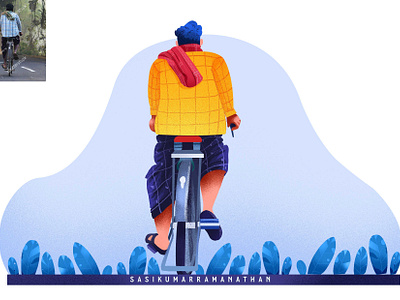 Farmer with cycle character design cycle farmer with cycle illustration trending illustration uiux design village man