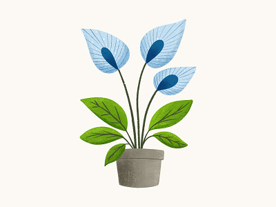 Potted Plant in Blue colorful digital illustration flowers illustration potted plant