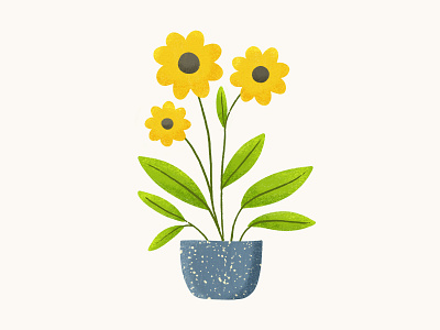 Potted Plant in Yellow colorful digital illustration drawing flowers illustration plants potted plant