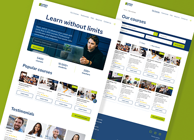 Web service for searching educational courses adaptive blue courses design desktop figma green logo mobile search study task ui ux