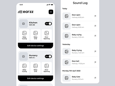 Smart Home Mobile App - Wireframes app design ios app listening device mobile app smart app smart home sound sounds ui ux wireframes