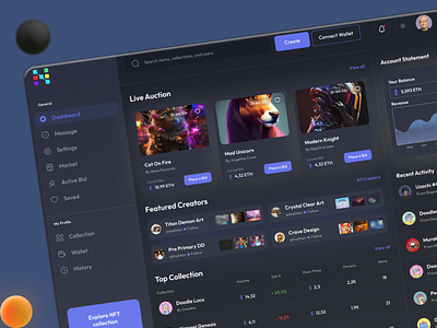 Niftyverse- NFT Marketplace Dashboard crypto dashboard finance graphic design nft nft dashboard profile statement ui website