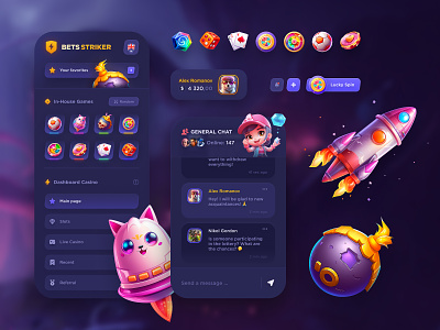 Gambling UI Elements bet design betting bomb casino casino games casino platform casino ui crash esports gambling game game icon game ui game ui kit game ux gaming mines platform slots ui elements