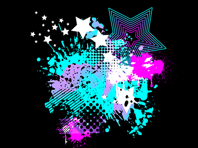 Star Bouquet 00s 2000s cute design distressed fun grunge half tone hyper color illustration maximalist neon rainbow retro space splash spray paint vector y2k