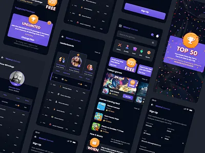 Gaming Platform Design csgo cybersport dark dark mode esports game gamers gaming gaming app gaming app interface gaming ui leaderboard mobile app stream twitch video games