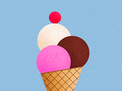 Neapolitan ice cream cherry chocolate cone dessert food ice cream illustration neapolian strawberry summer sweet vanilla vector