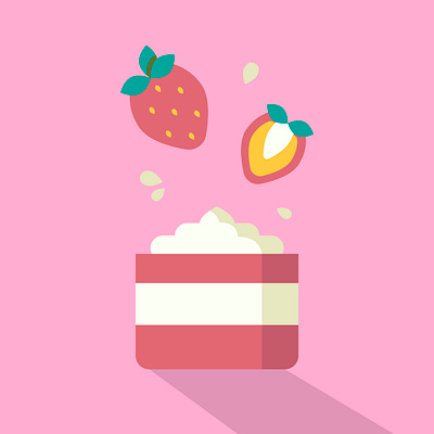 Strawberry cream jar icon. aroma beauty cosmetics cream eco face female fruit geometric health icon illustration jar juicy makeup pink product skin care spa strawberry