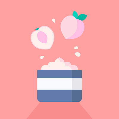 Peach cream jar icon. aroma beauty cosmetics cream eco face female fruit geometric health icon illustration jar juicy makeup peach pink product skin care spa