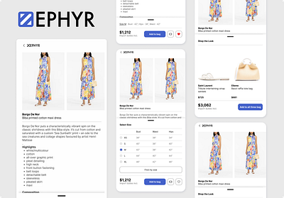 E-commerce Product Detail Page with Size and Shop the look