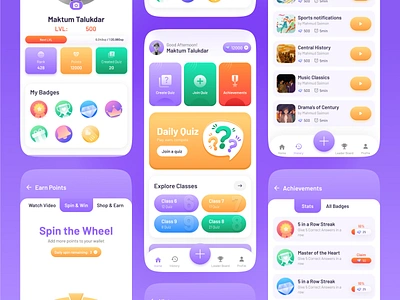 Gamiz- Gamification UI Kit, Quiz App clean app design education games gamification gamify illustration ios knowledge leaderboard learning mobile modern play to earn quiz score trivia ui user profile ux