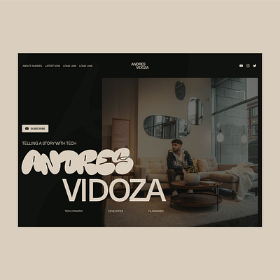 🎥 Website - Andres Vidoza art direction branding creator homepage landingpage logo page site ui ux webdesign website youtube
