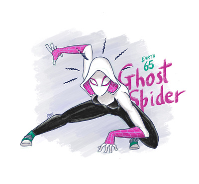 Ghost Spider comics converse digital art fanart fight ghostspider graphic design gwen gwenstacy marvel marvelcomics milesmorales procreate spider spiderman spiderverse