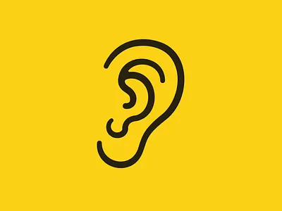Please listen 2d design ear flat illustration listen vector